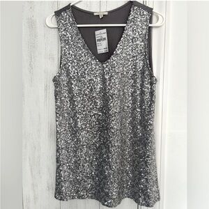 NWT Pleione Nordstrom Rack Grey and Silver Sequin Tank Top